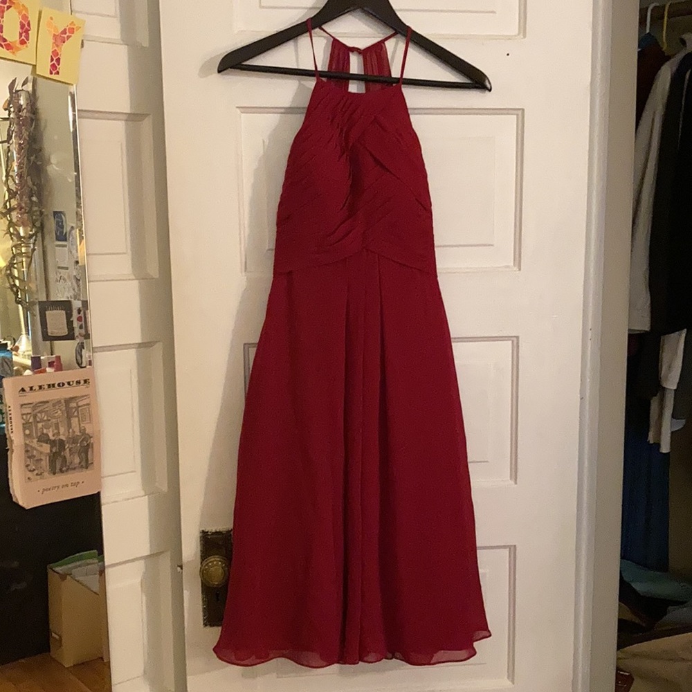 Azazie Adriana burgundy dress